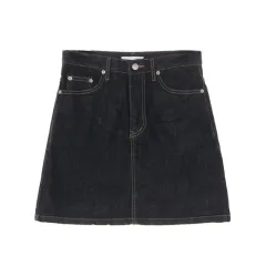 High waist student A-line hip skirt - Black - View 1