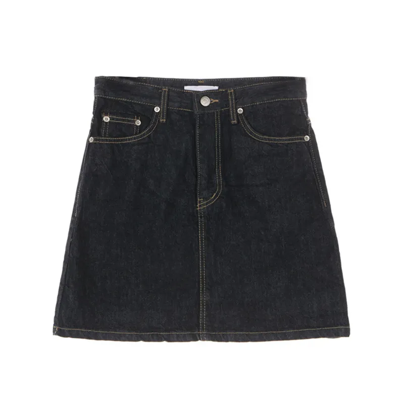 High waist student A-line hip skirt - Black