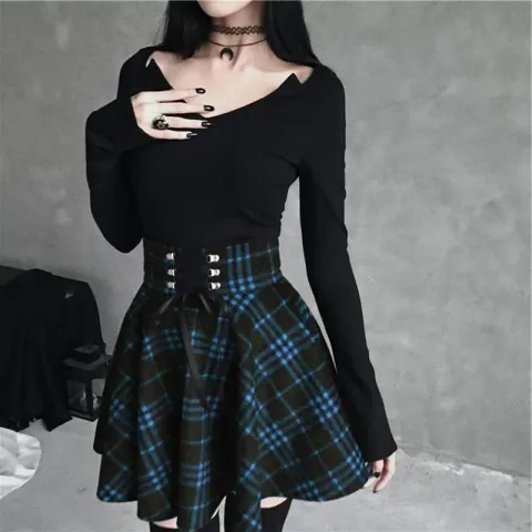 Irregular Plaid Skirt