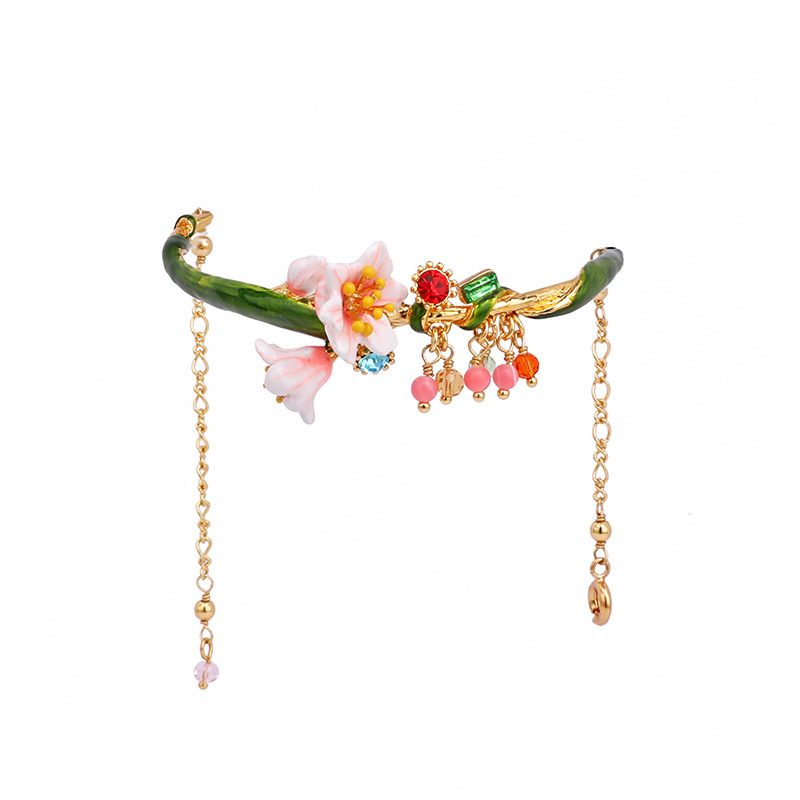 French forest hand-painted enamel glaze flower bracelet personality temperament adjustable bracelet hand jewelry lady