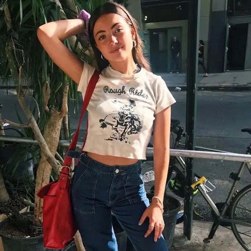 Slim crew neck lettered short T-shirt