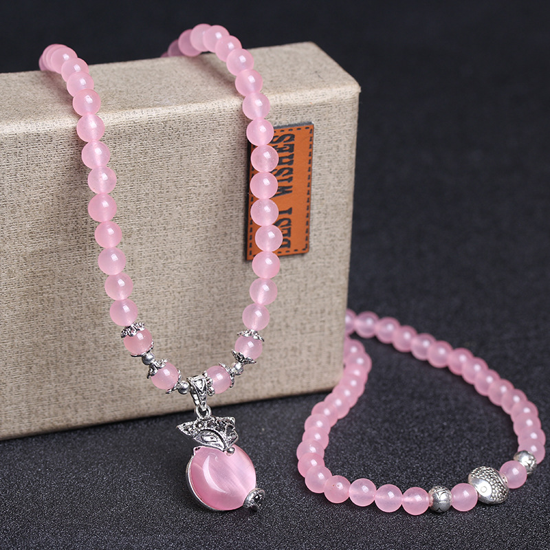 Natural pink chalcedony bracelet