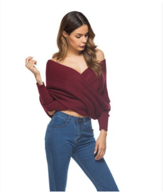 V-neck cross multicolor sweater