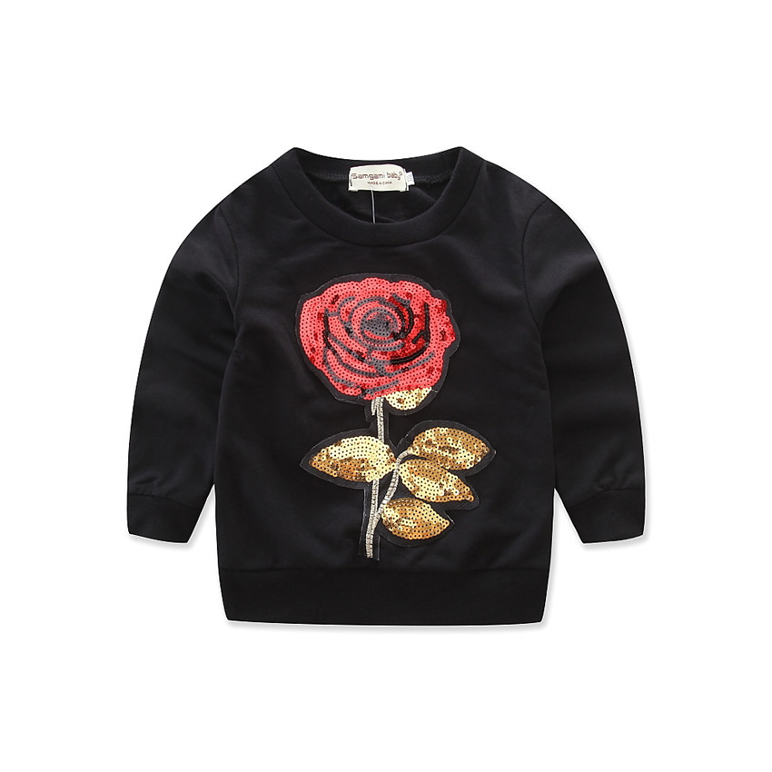 Girls' rose embroidered sports sweater 2-piece set