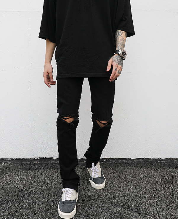 Distressed Ankle Zip Denim
