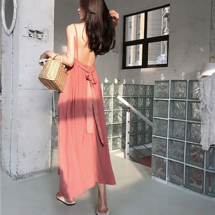 Temperament sexy halter strap dress