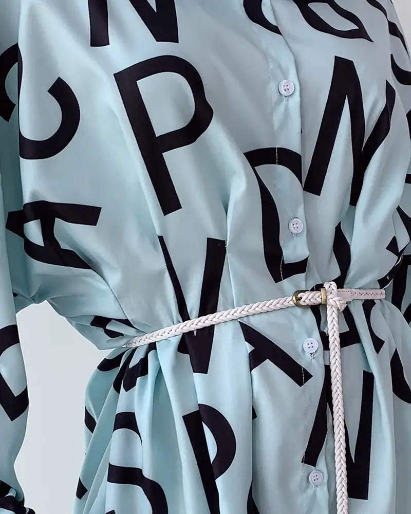 Printed pleated waist shirt
