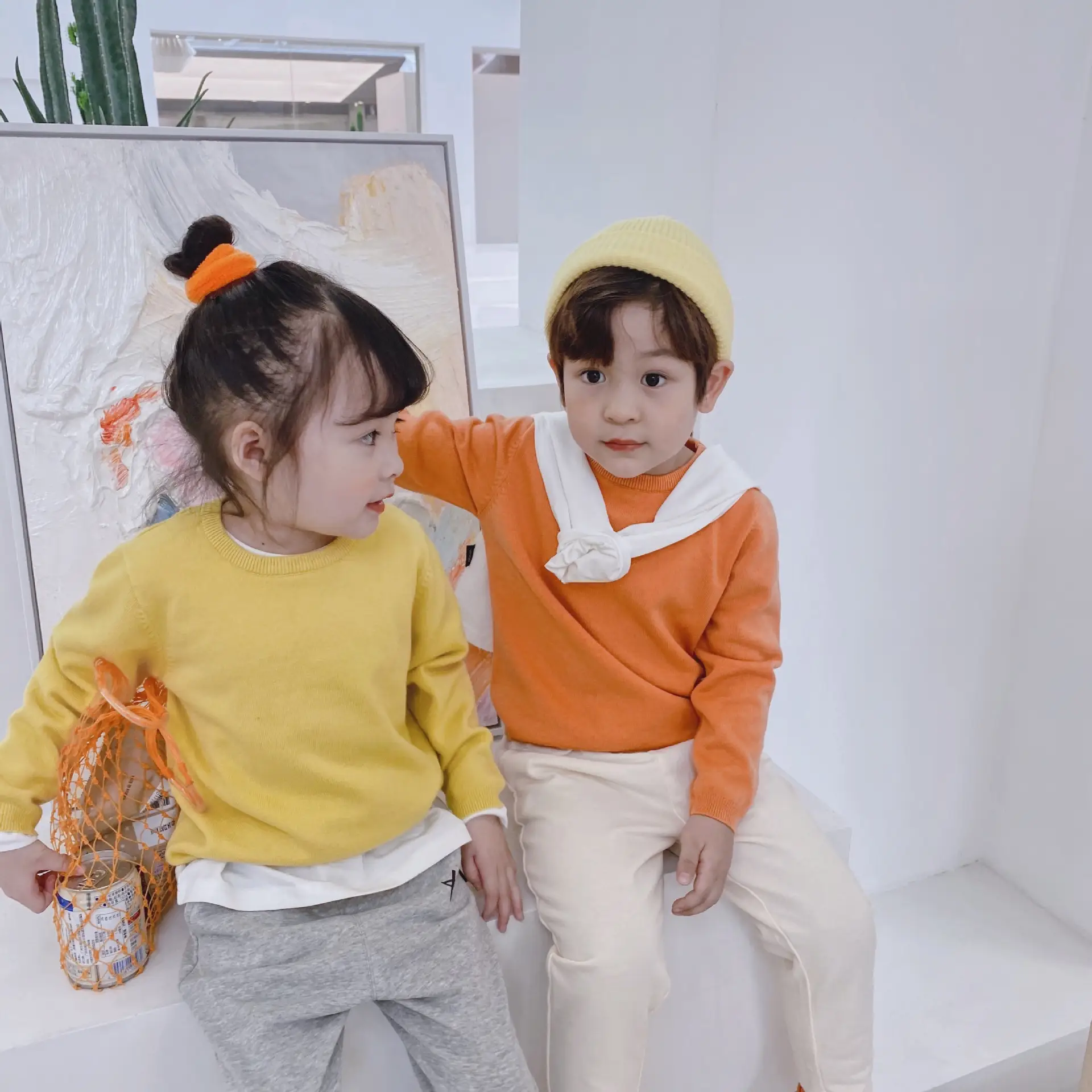 Boys Knitwear Girls Solid Color Base Shirt