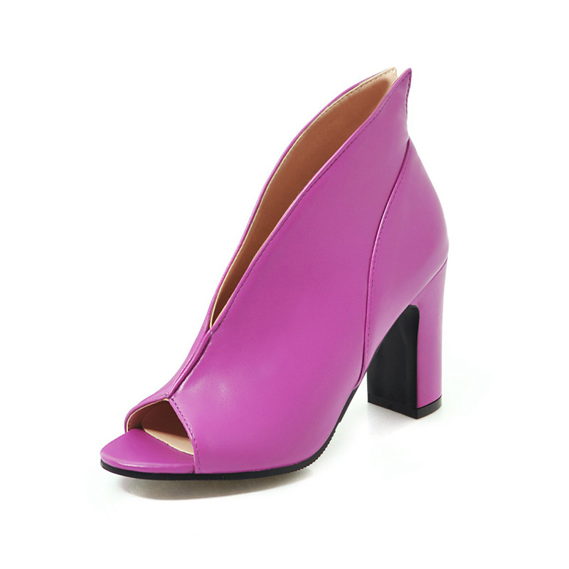 Fish mouth thick heel super high heel plus size sandals Purple - Shop at LoveMi