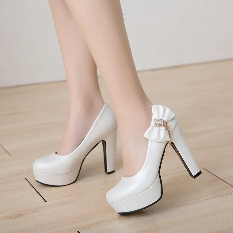 Bow high heels - White