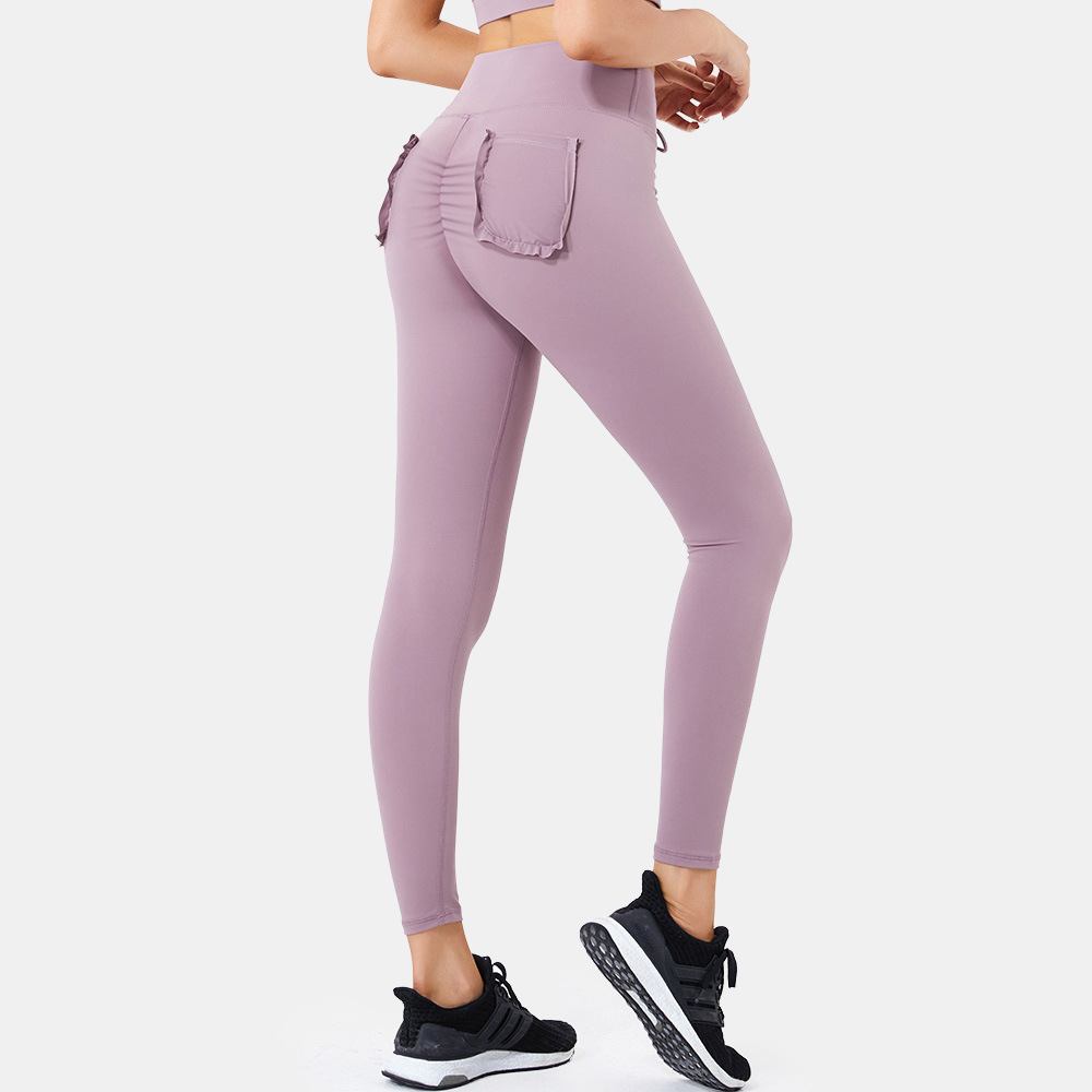 Pocket high waist sports fitness cropped pants Rose - Shop at LoveMi