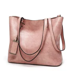 Women's fashion leather handbag - Pink - View 1