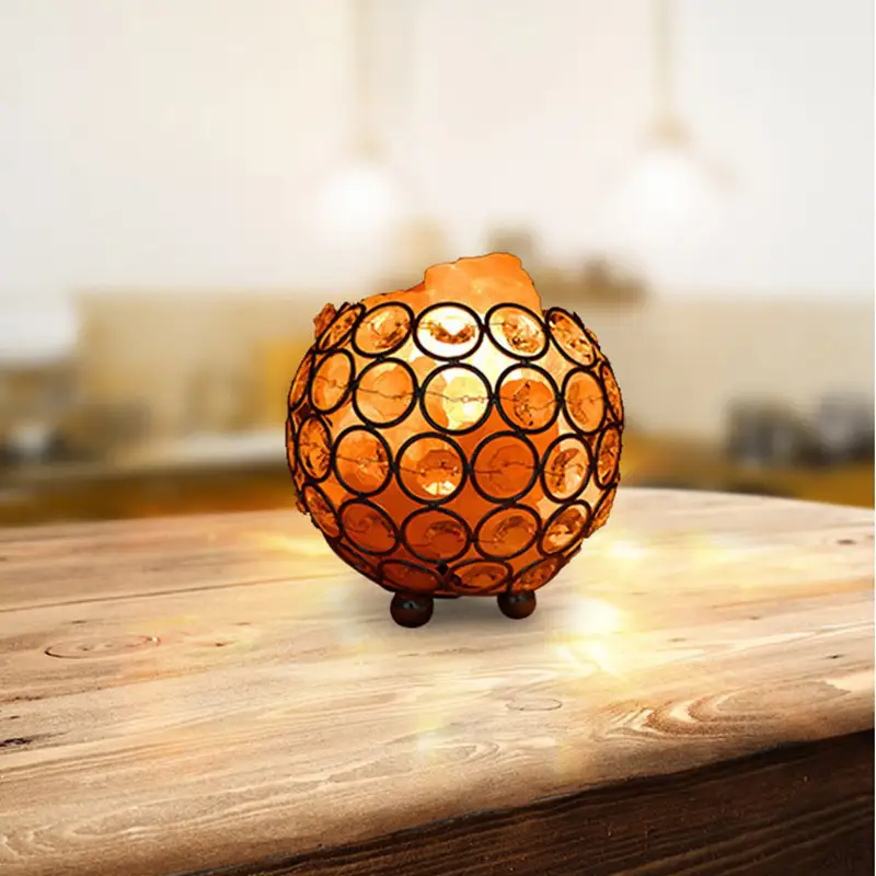 Crystal wrought iron ball salt lamp