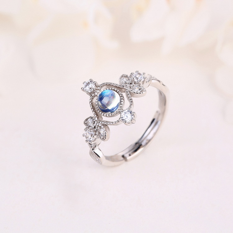 Blue Moonstone 925 Sterling Silver Ring