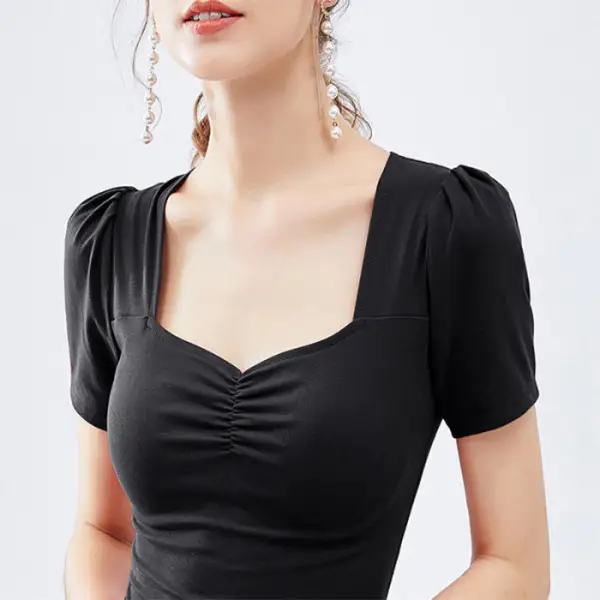Cherries red sweetheart neckline short sleeves