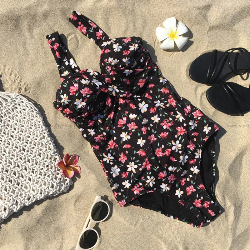 Retro floral one-piece swimsuit - Floral