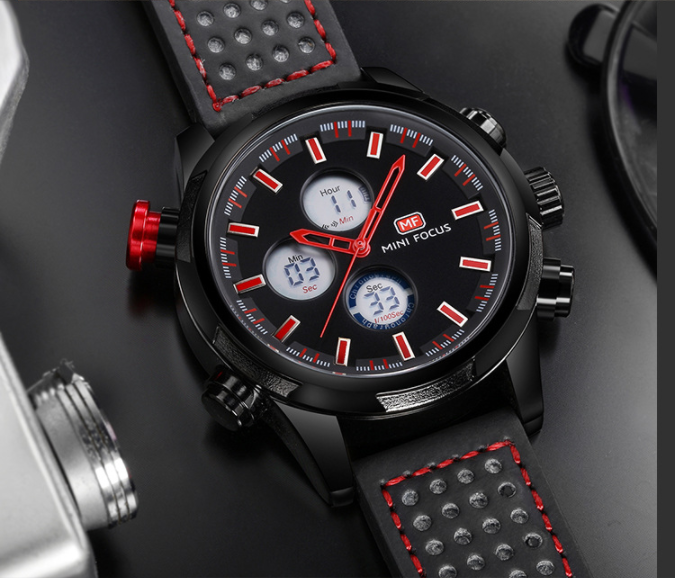 Double display luminous waterproof leather strap