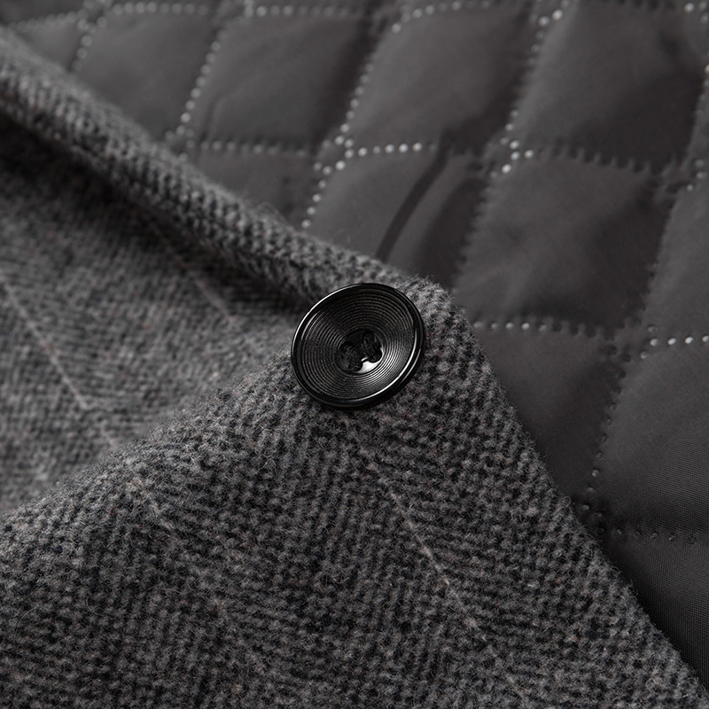 Men's Lapel medium length striped woolen coat