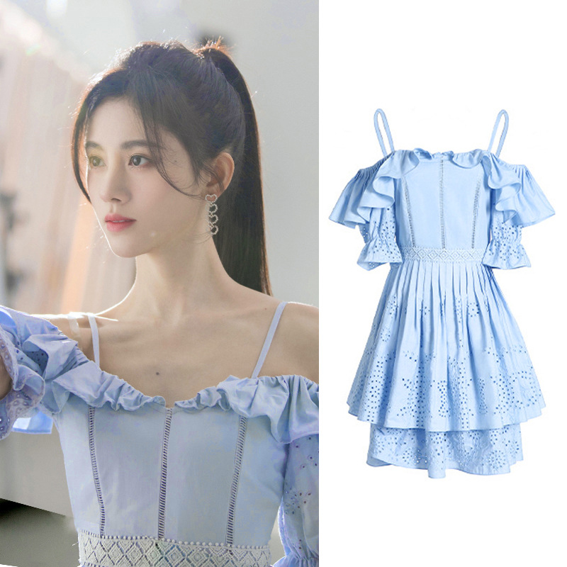 One-line neck strapless dress