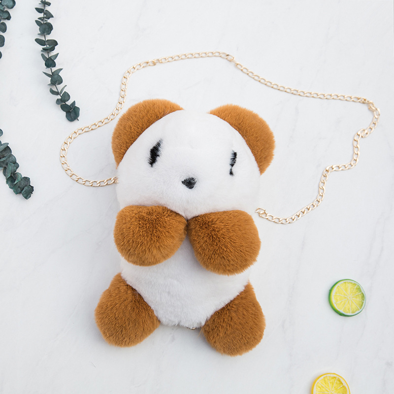 Panda plush diagonal bag