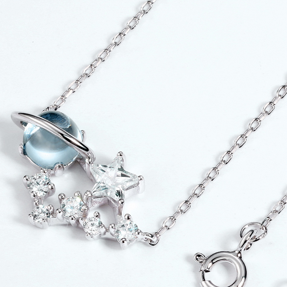 Planet White Zirconium Star Necklace