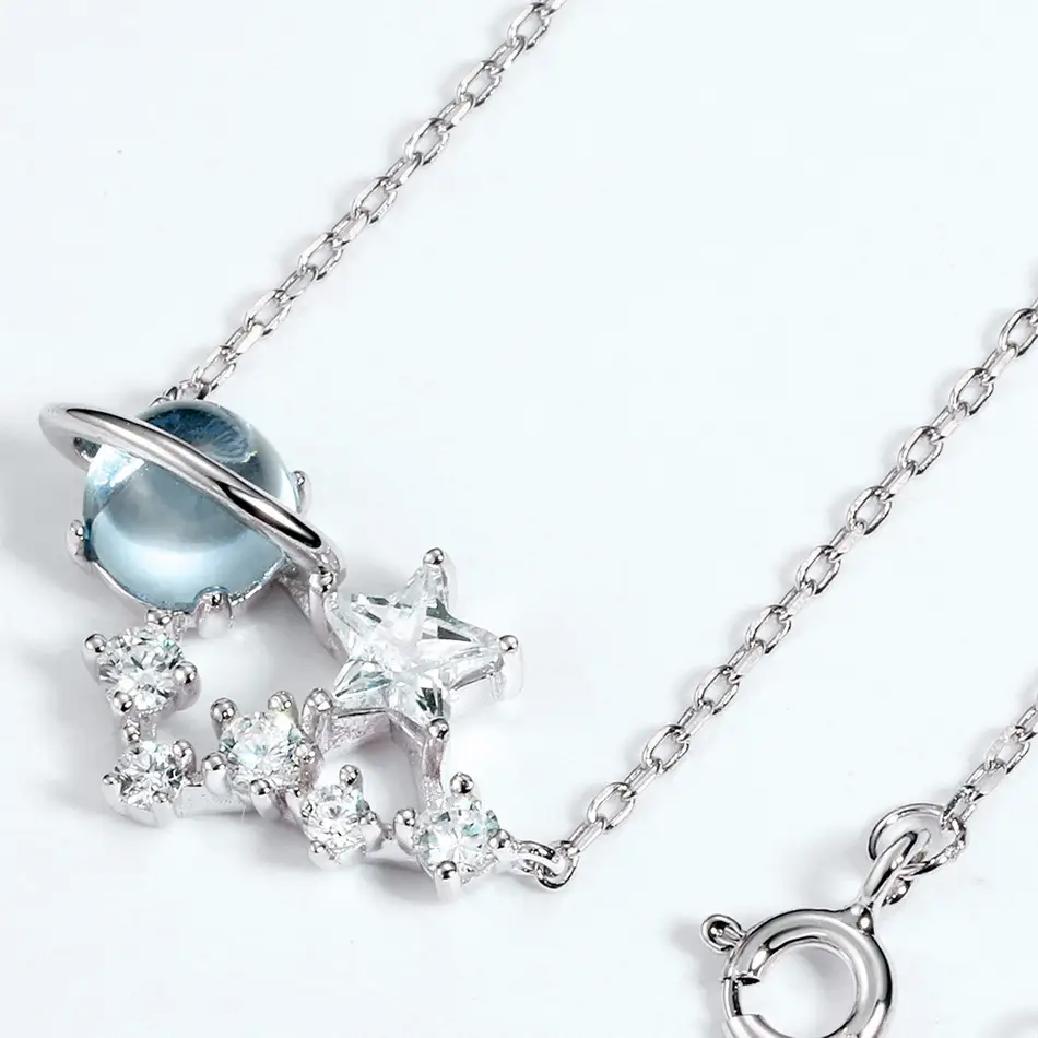 Planet White Zirconium Star Necklace