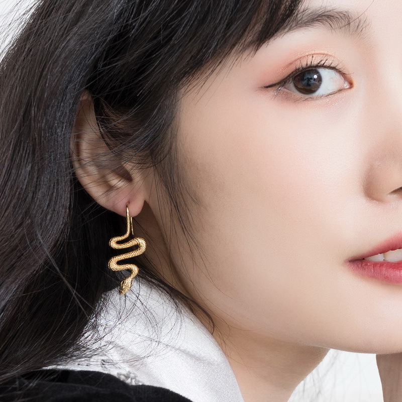 Gold Snake Sterling Silver Ear Hook