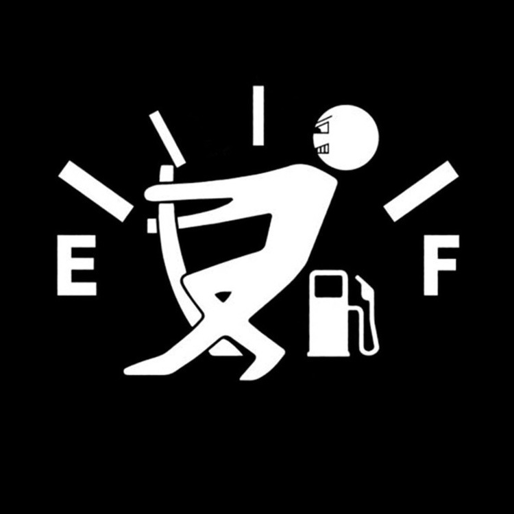 Insufficient fuel and empty fuel car stickers