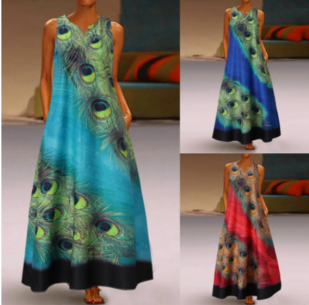 Sleeveless retro evening beach dress