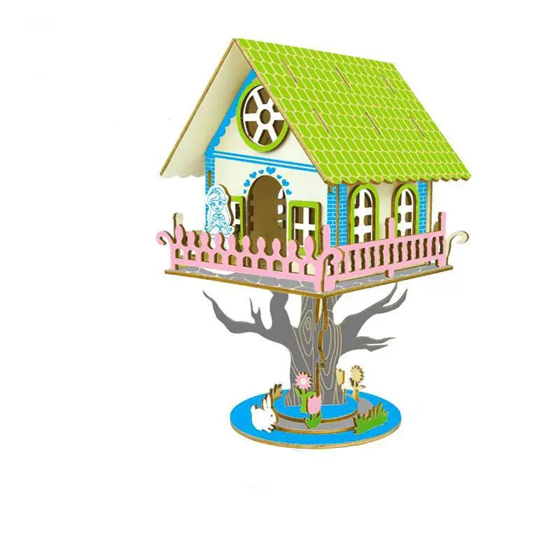 Wooden 3d model house building