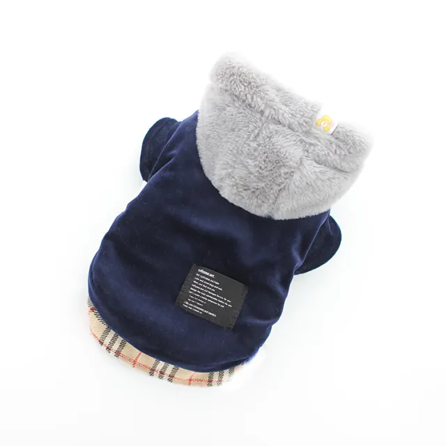 Pet bichon clothes velvet cotton coat Blue - Shop at LoveMi