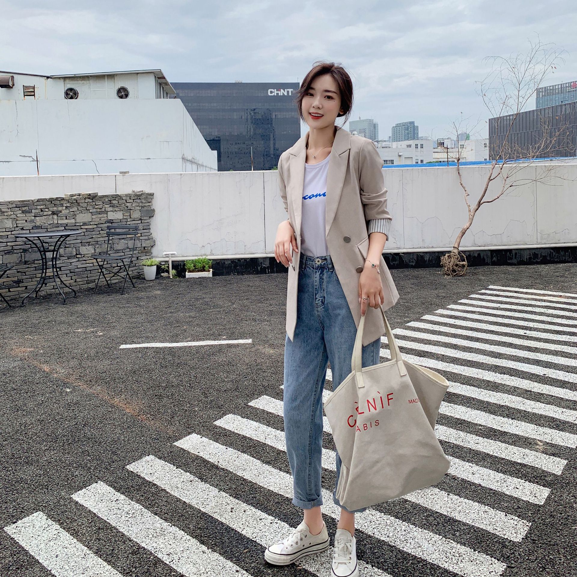 Solid color suit jacket