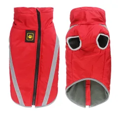 Thickened dog clothes windproof pet jacket - Red - View 1