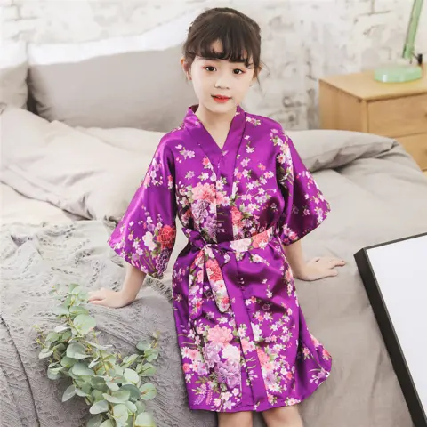 Cardigan Imitation Silk Bathrobe