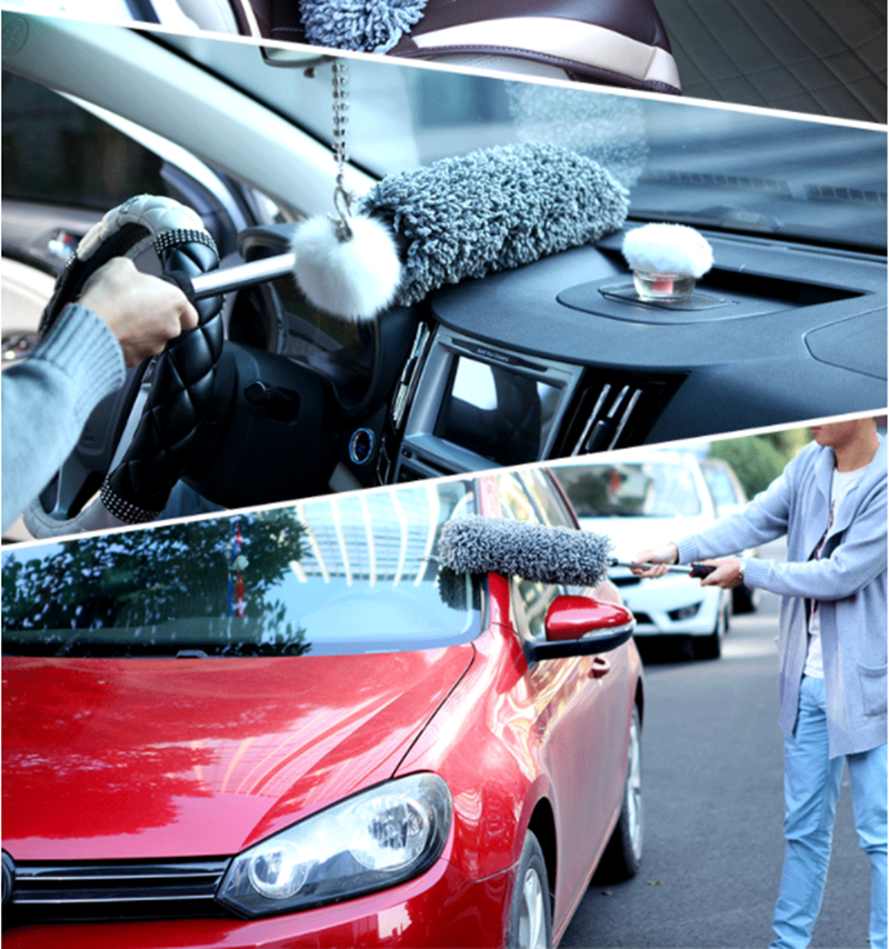 Car round brush grey round dust mop - Image 3