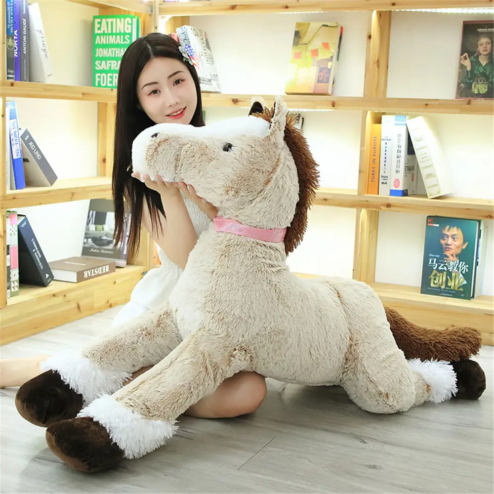 Simulation lying horse pillow plush toy