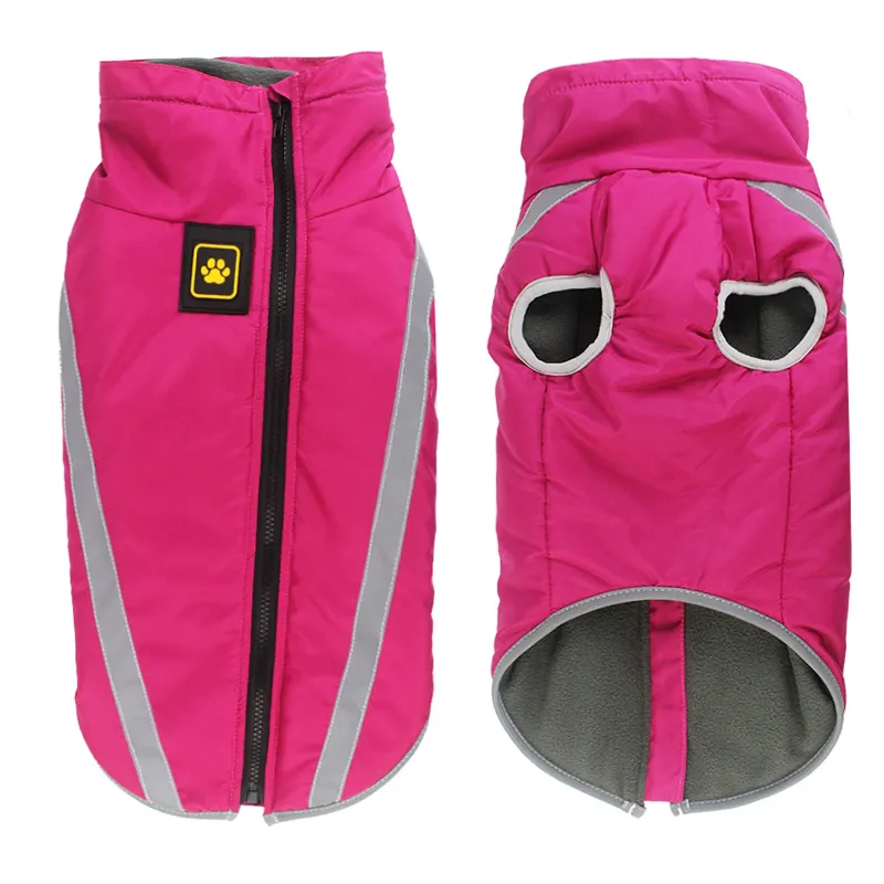 Thickened dog clothes windproof pet jacket - Rose Red