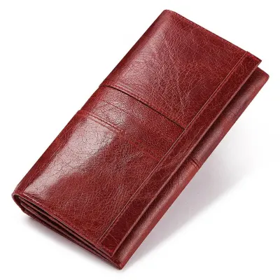 Women's leather long multi-card large capacity clutch