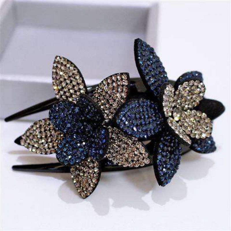 Elegant flower hairpin Dark Blue Gray - Shop at LoveMi