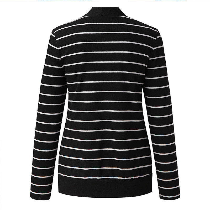 Women's striped knitted long cardigan