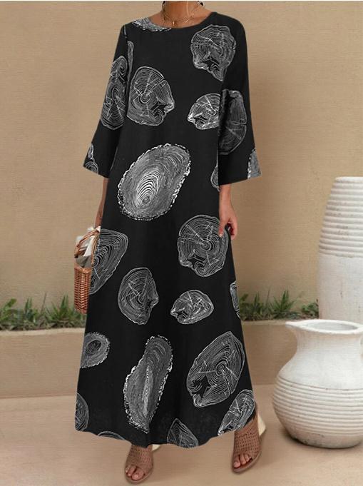 Printed round neck dress