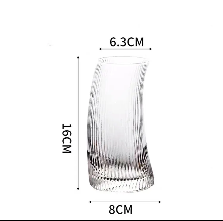 Shaped glass sail crescent cup juice cup - Stripe 490Ml
