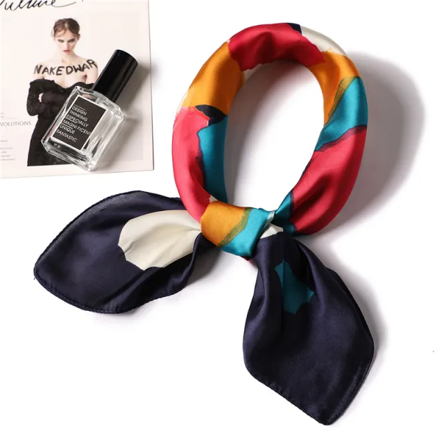 Personalized printed satin silk graffiti scarf Navy - Shop at LoveMi