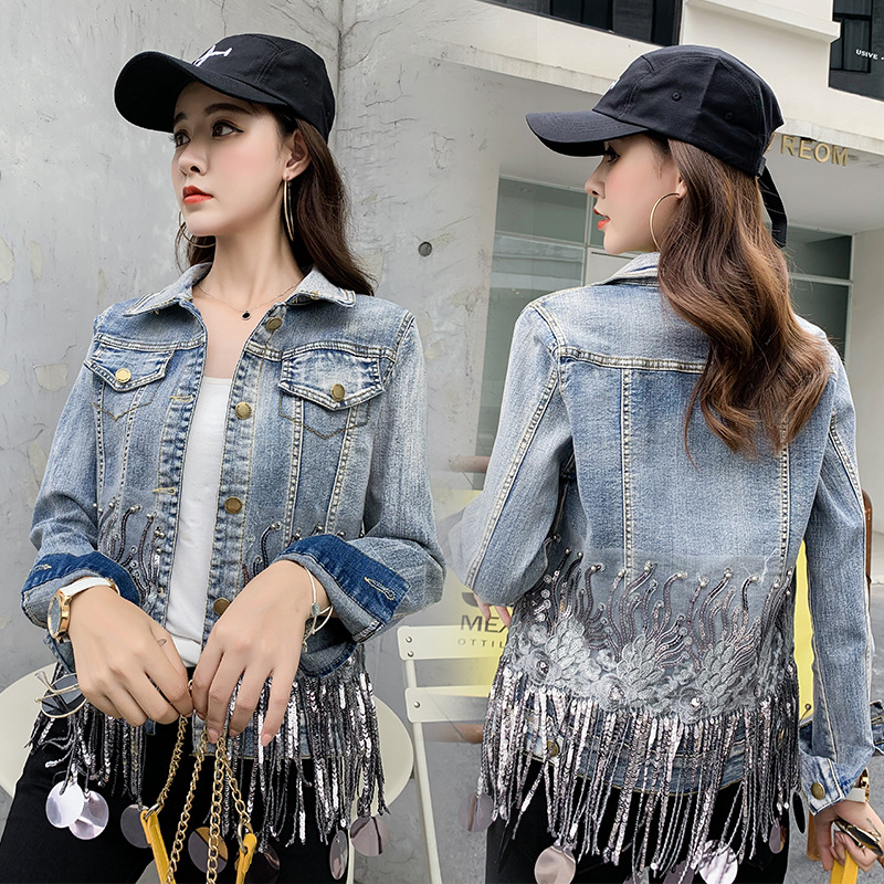 Long sleeve student short denim jacket