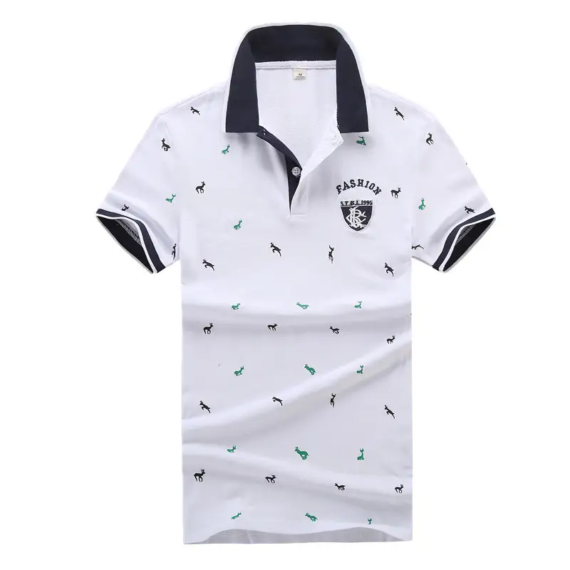 Men's lapel cotton polo shirt