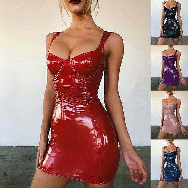 Sexy bright wrapped chest strap waist dress