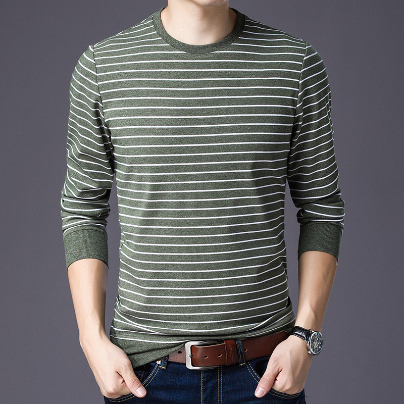 Striped color block T-shirt pullover long sleeves