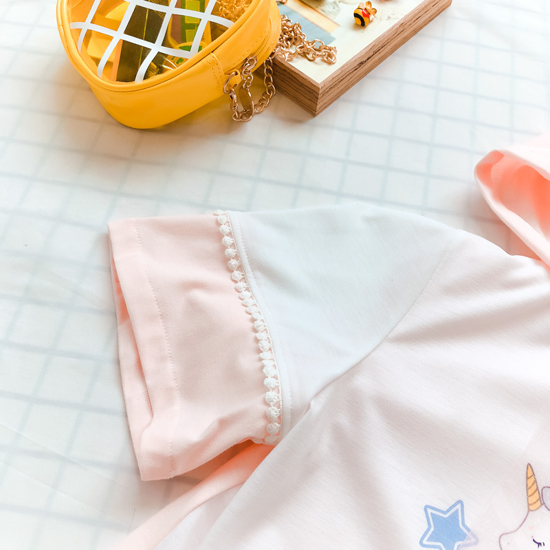 Japanese cartoon pony printed hood top