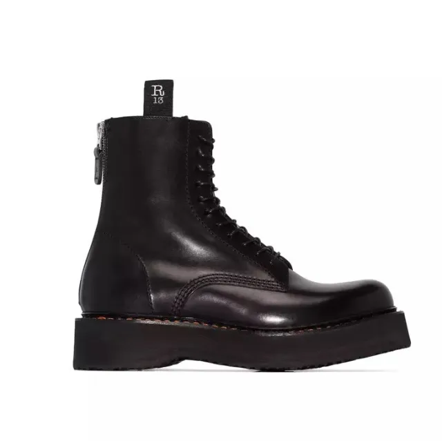 Zip lace up motorcycle boots Black - Shop at LoveMi
