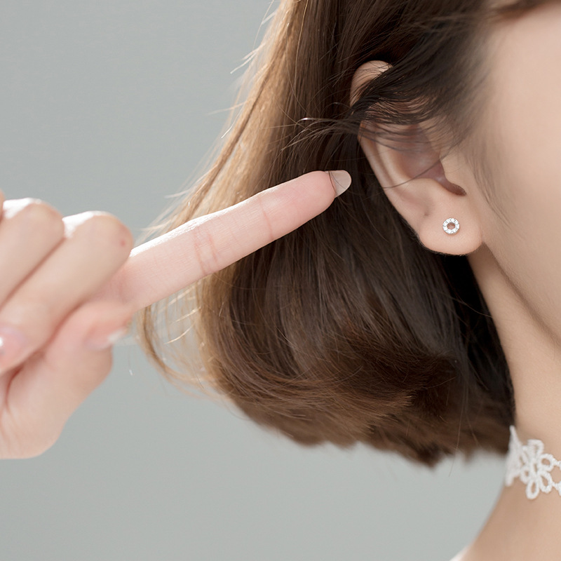 S925 silver Korean round earrings